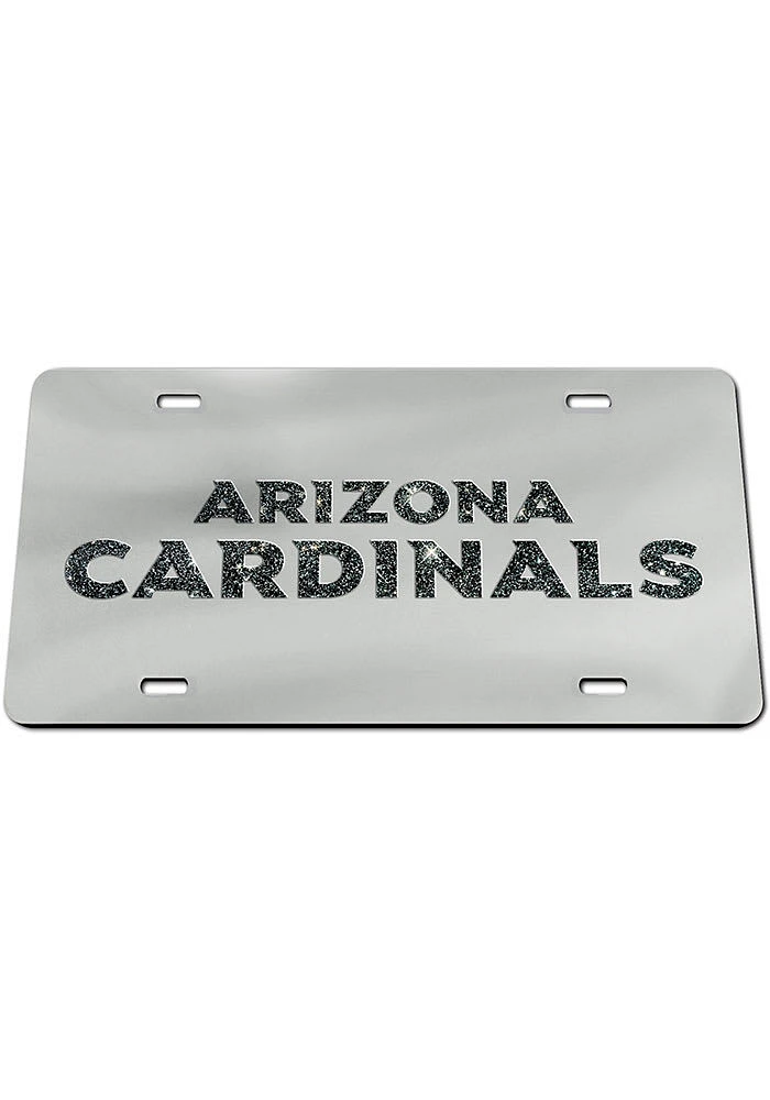 Arizona Cardinals Silver Glitter Car Accessory License Plate