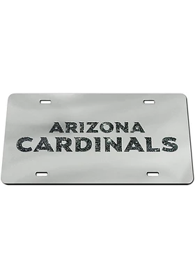 Arizona Cardinals Silver Glitter Car Accessory License Plate