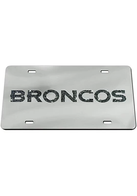 Denver Broncos Silver Glitter Car Accessory License Plate