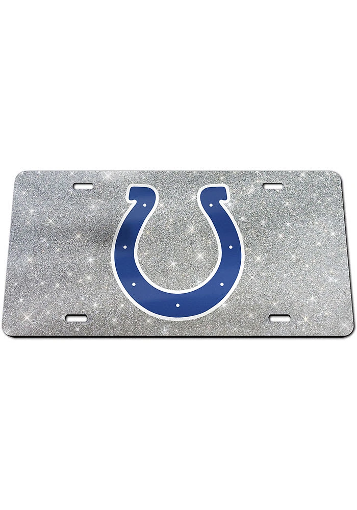 Indianapolis Colts Silver Glitter Car Accessory License Plate