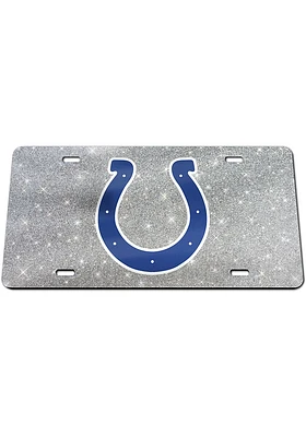 Indianapolis Colts Silver Glitter Car Accessory License Plate