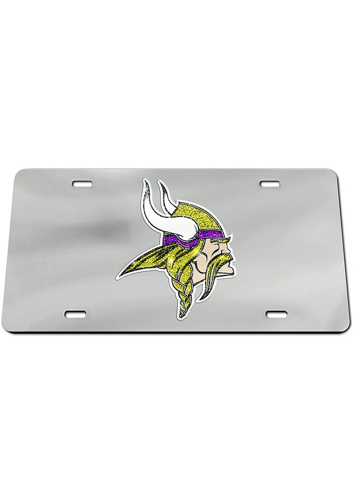 Minnesota Vikings Silver Glitter Car Accessory License Plate