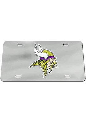 Minnesota Vikings Silver Glitter Car Accessory License Plate