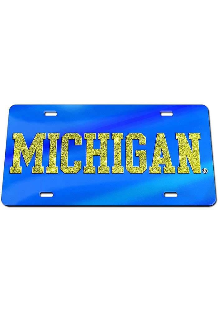 Michigan Wolverines Blue Glitter Car Accessory License Plate
