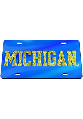 Michigan Wolverines Blue Glitter Car Accessory License Plate