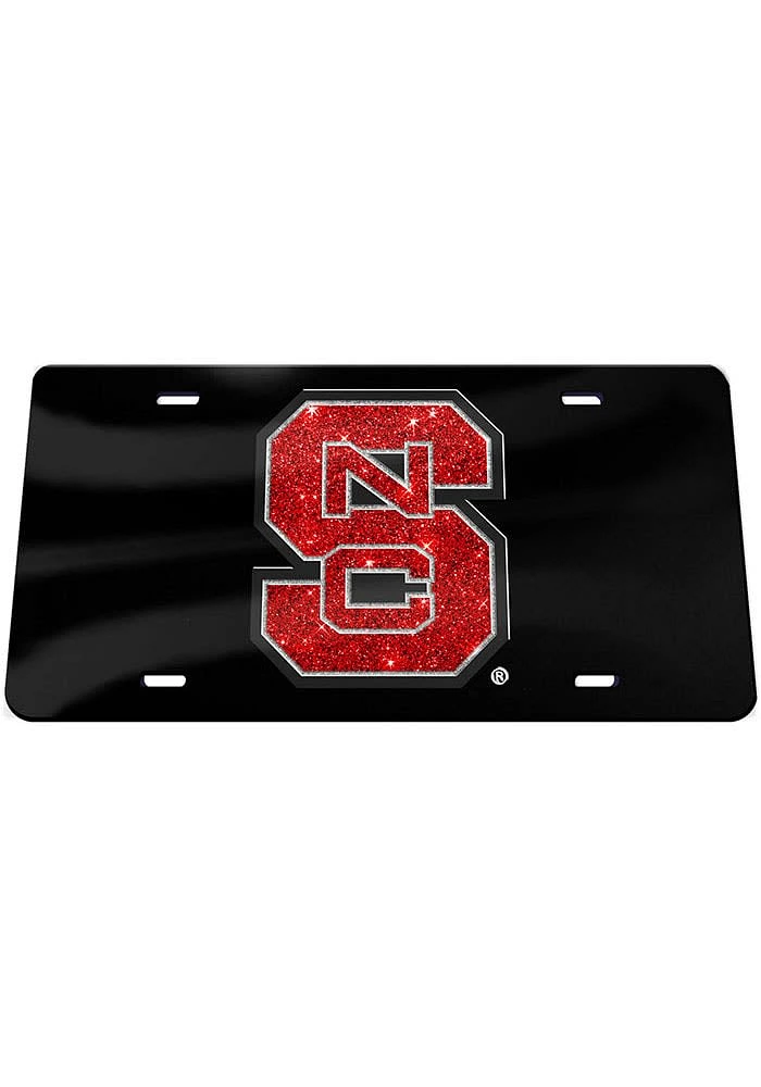 NC State Wolfpack Black Glitter Car Accessory License Plate