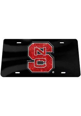 NC State Wolfpack Black Glitter Car Accessory License Plate