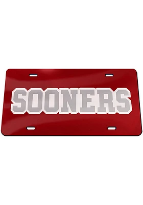 Oklahoma Sooners Red Inlaid Design Car Accessory License Plate