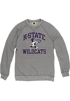 Rally K-State Wildcats Mens Grey Number One Distressed Triblend Fleece Long Sleeve Fashion Sweatsh..
