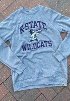 Rally K-State Wildcats Mens Grey Number One Distressed Triblend Fleece Long Sleeve Fashion Sweatsh..