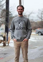 Rally K-State Wildcats Mens Grey Number One Distressed Triblend Fleece Long Sleeve Fashion Sweatsh..
