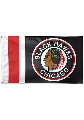 Chicago Blackhawks Reverse Retro Logo Black Silk Screen Grommet Flag