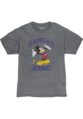 Kansas Jayhawks Grey Dis Right Here Mickey Short Sleeve Fashion T Shirt