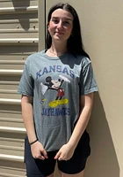 Kansas Jayhawks Grey Dis Right Here Mickey Short Sleeve Fashion T Shirt