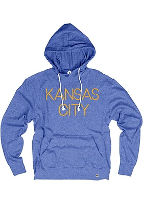 Rally Kansas City Mens Blue Disconnected Wordmark Long Sleeve Hoodie