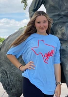 Rally Texas Light Blue Yall Short Sleeve Fashion T Shirt