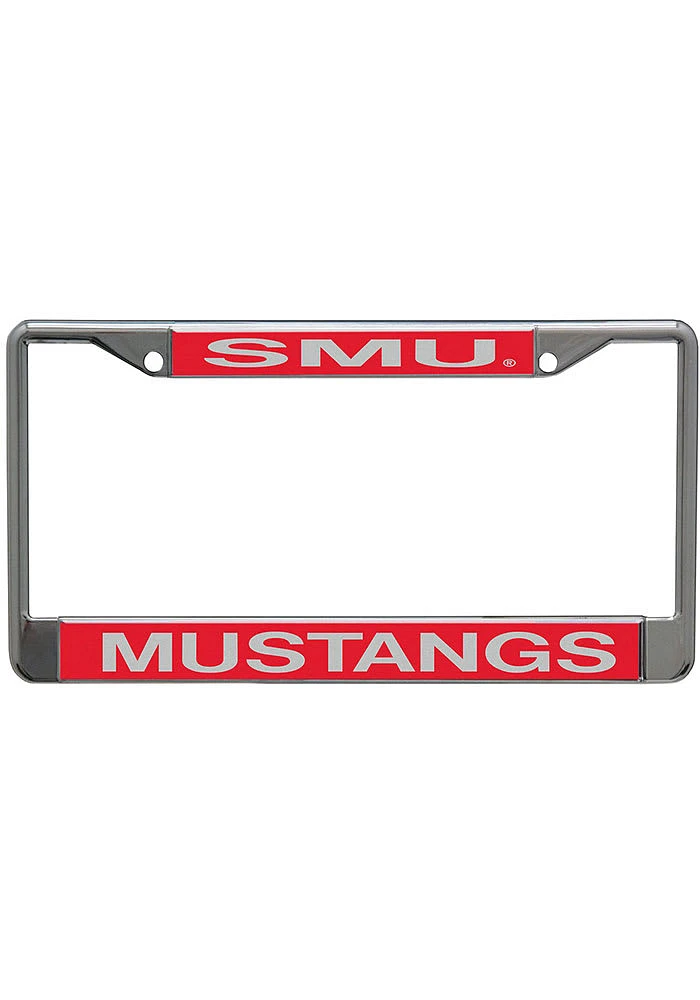 SMU Mustangs Team Name Inlaid License Plate Frame - Red