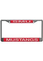 SMU Mustangs Team Name Inlaid License Plate Frame - Red