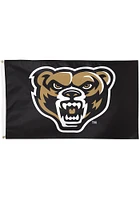 Oakland University Golden Grizzlies 3x5 Foot Black Silk Screen Grommet Flag - Black