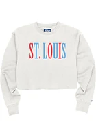 St Louis Womens White Multi Wordmark Crew Sweatshirt