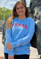 Texas Womens Light Blue Arch Wordmark Crew Sweatshirt