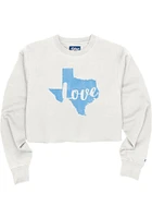Texas Womens White State Shape Love Crew Sweatshirt