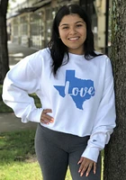 Texas Womens White State Shape Love Crew Sweatshirt
