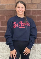 St Louis Womens Navy Blue Coopeer Hippie Font Crew Sweatshirt