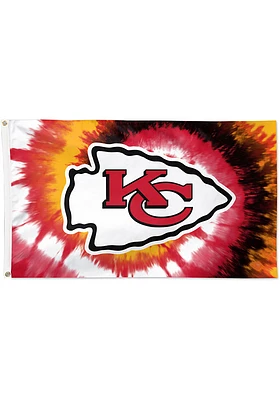 Kansas City Chiefs Tie Dye 3x5 ft Silk Screen Grommet Flag - Red