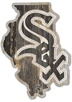 Chicago White Sox state shape Sign - Black
