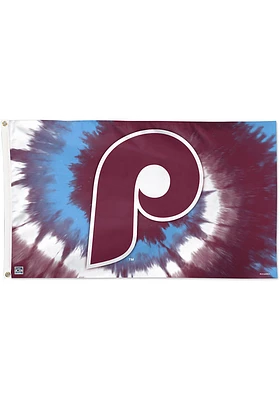 Philadelphia Phillies Tie Dye 3x5 ft Silk Screen Grommet Flag - Maroon