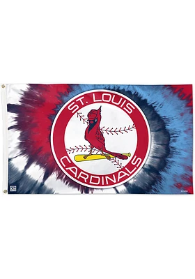 St Louis Cardinals Tie Dye 3x5 ft Silk Screen Grommet Flag - Red
