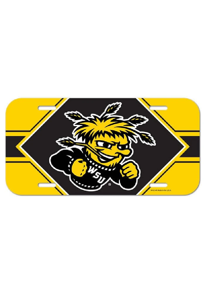 Wichita State Shockers Yellow Plastic Car Accessory License Plate
