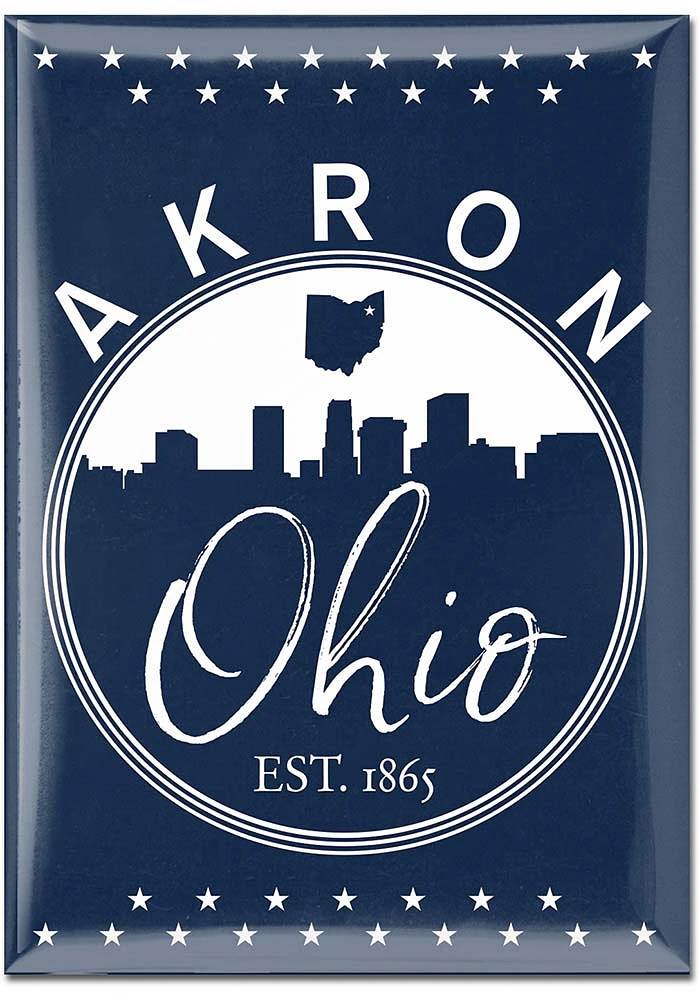 Akron 2.5x3.5 Blue and White Magnet