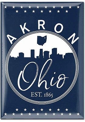 Akron 2.5x3.5 Blue and White Magnet