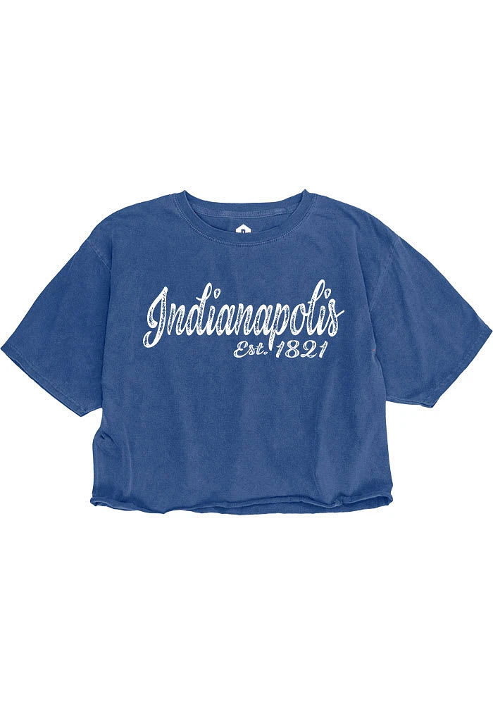 Rally Indianapolis Womens Blue Roller Rink Short Sleeve T-Shirt