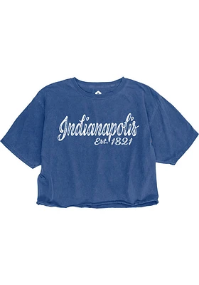 Rally Indianapolis Womens Blue Roller Rink Short Sleeve T-Shirt