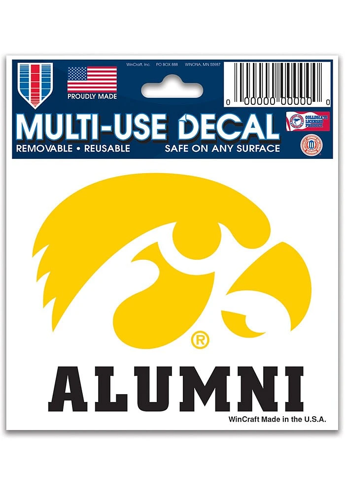Iowa Hawkeyes 3x4 Alumni Auto Decal - Gold