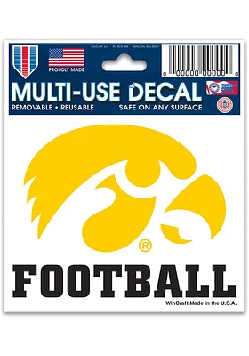 Iowa Hawkeyes 3x4 Football Ultra Auto Decal - Gold