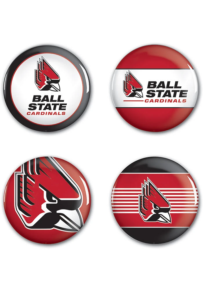 Ball State Cardinals 4 Pack Style Button