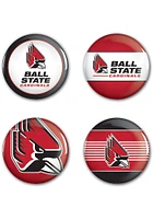 Ball State Cardinals 4 Pack Style Button