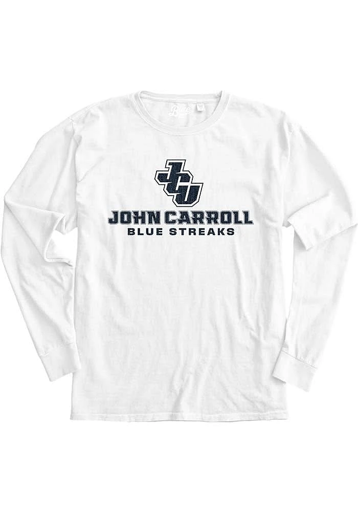 John Carroll Blue Streaks Womens White Flip the Script LS Tee