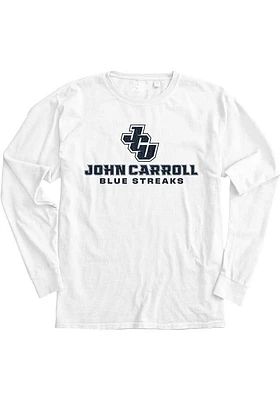 John Carroll Blue Streaks Womens White Flip the Script LS Tee