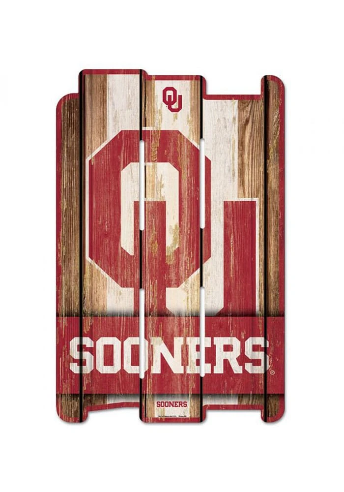 Oklahoma Sooners 11x17 Wood Fence Sign - Red