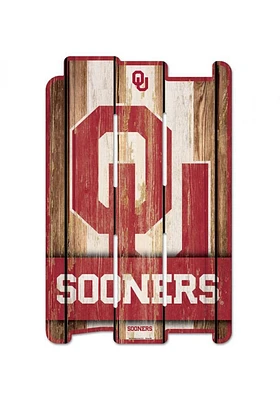 Oklahoma Sooners 11x17 Wood Fence Sign - Red