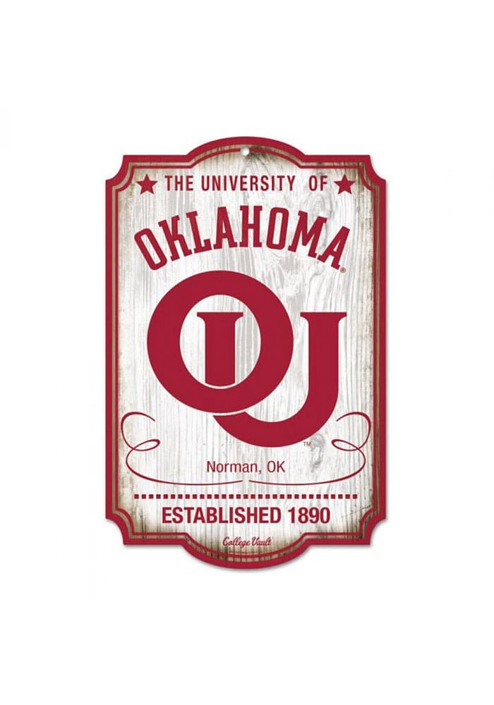Oklahoma Sooners 11x17 Vault Wood Sign - Red