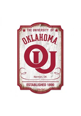 Oklahoma Sooners 11x17 Vault Wood Sign - Red