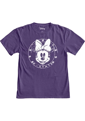 K-State Wildcats Womens Purple Sketch Minnie Short Sleeve T-Shirt