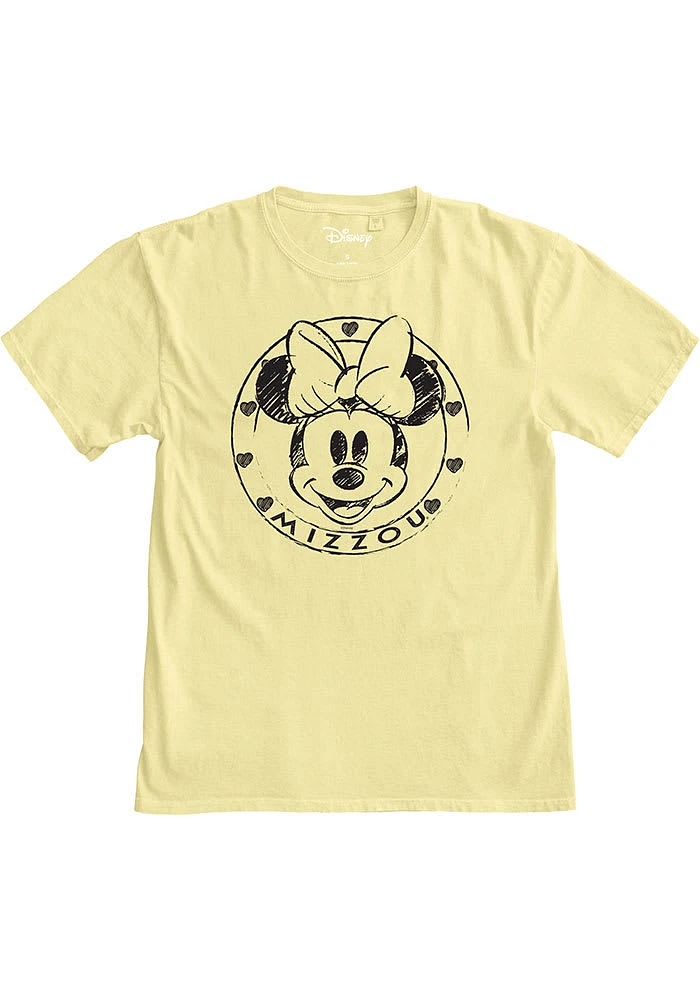 Missouri Tigers Womens Yellow Sketch Minnie Short Sleeve T-Shirt
