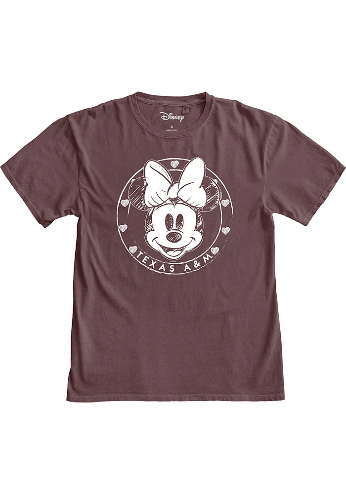 Texas A&M Aggies Womens Maroon Sketch Minnie Short Sleeve T-Shirt
